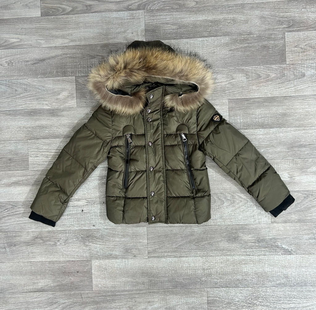 Children boy or girl Luxury short Puffer Coat Paris in KaKi