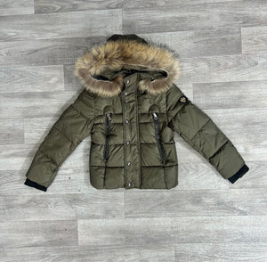 Children boy or girl Luxury short Puffer Coat Paris in KaKi