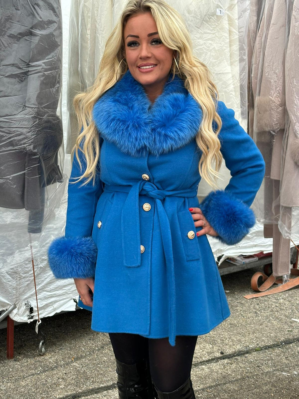 Laura Jane Paris Luxury Cashmere Coat Royal blue