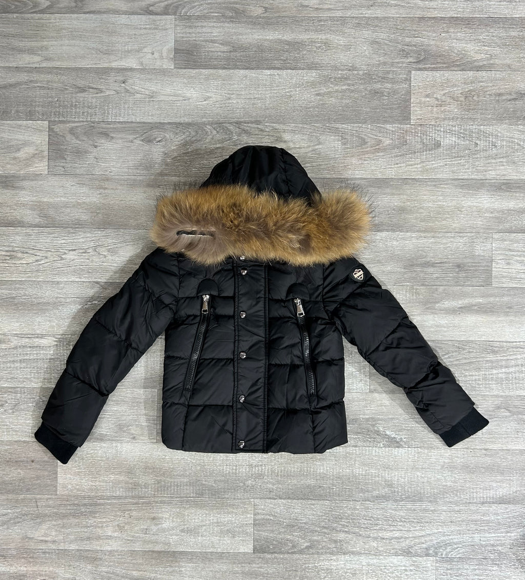 Children boy or girl Luxury short Puffer Coat Paris in Black