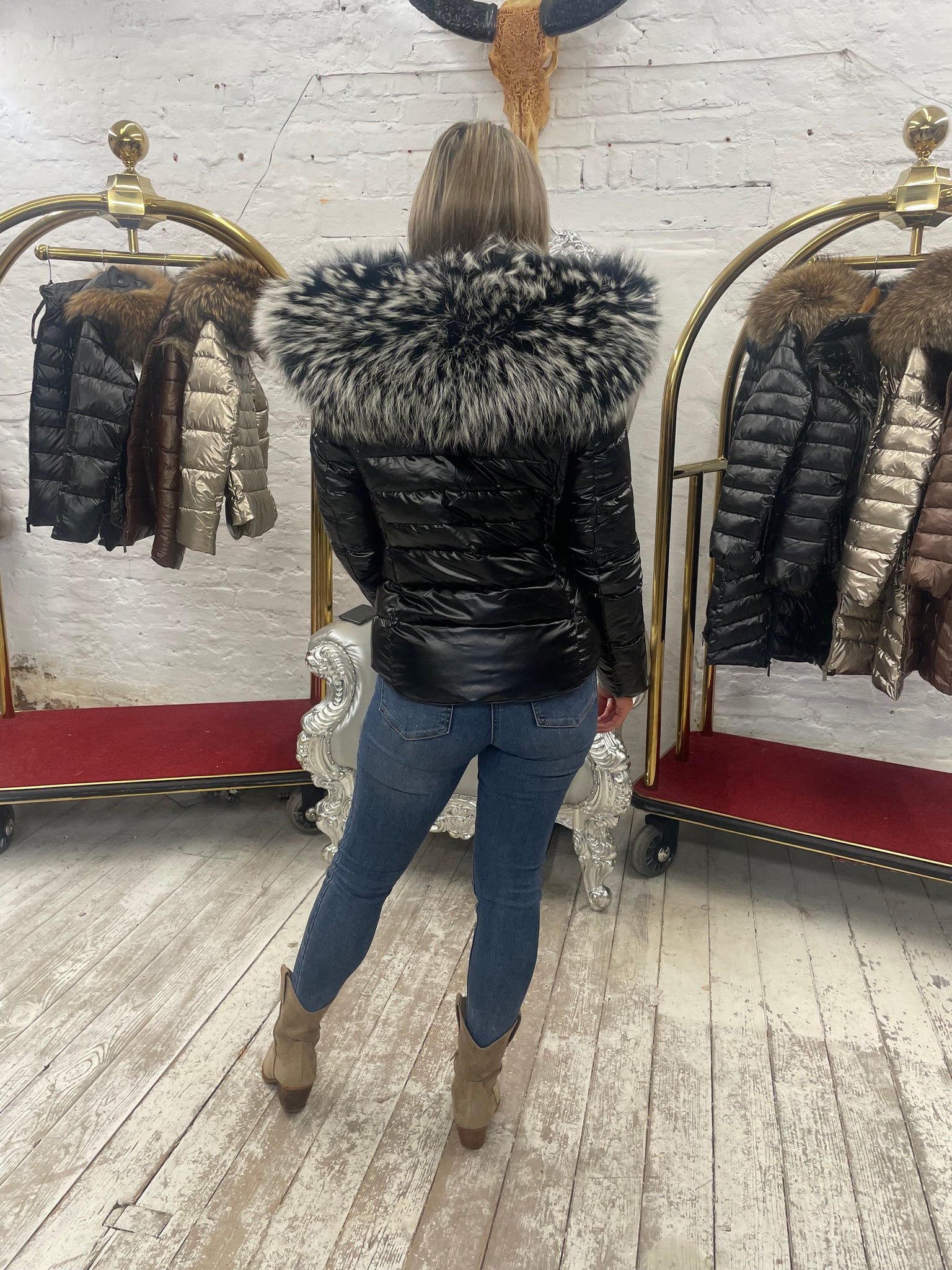 Laura Jane Paris luxury Puffer Coat ‘ Val d’isere ‘  Short Black with Silver