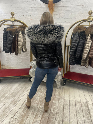 Laura Jane Paris luxury Puffer Coat ‘ Val d’isere ‘  Short Black with Silver