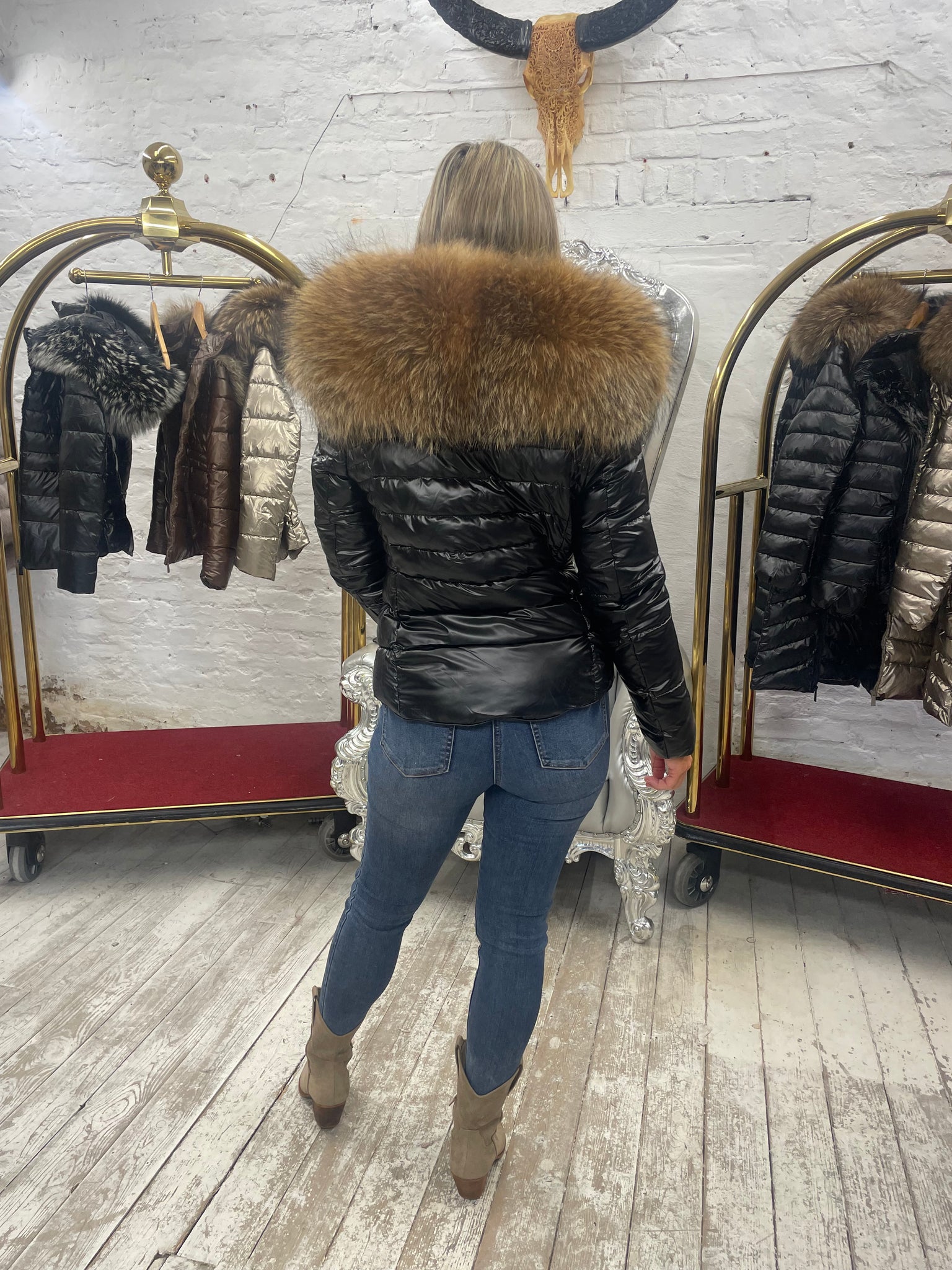 Laura Jane Paris luxury Puffer Coat ‘ Val d’isere ‘  Short Black with silver