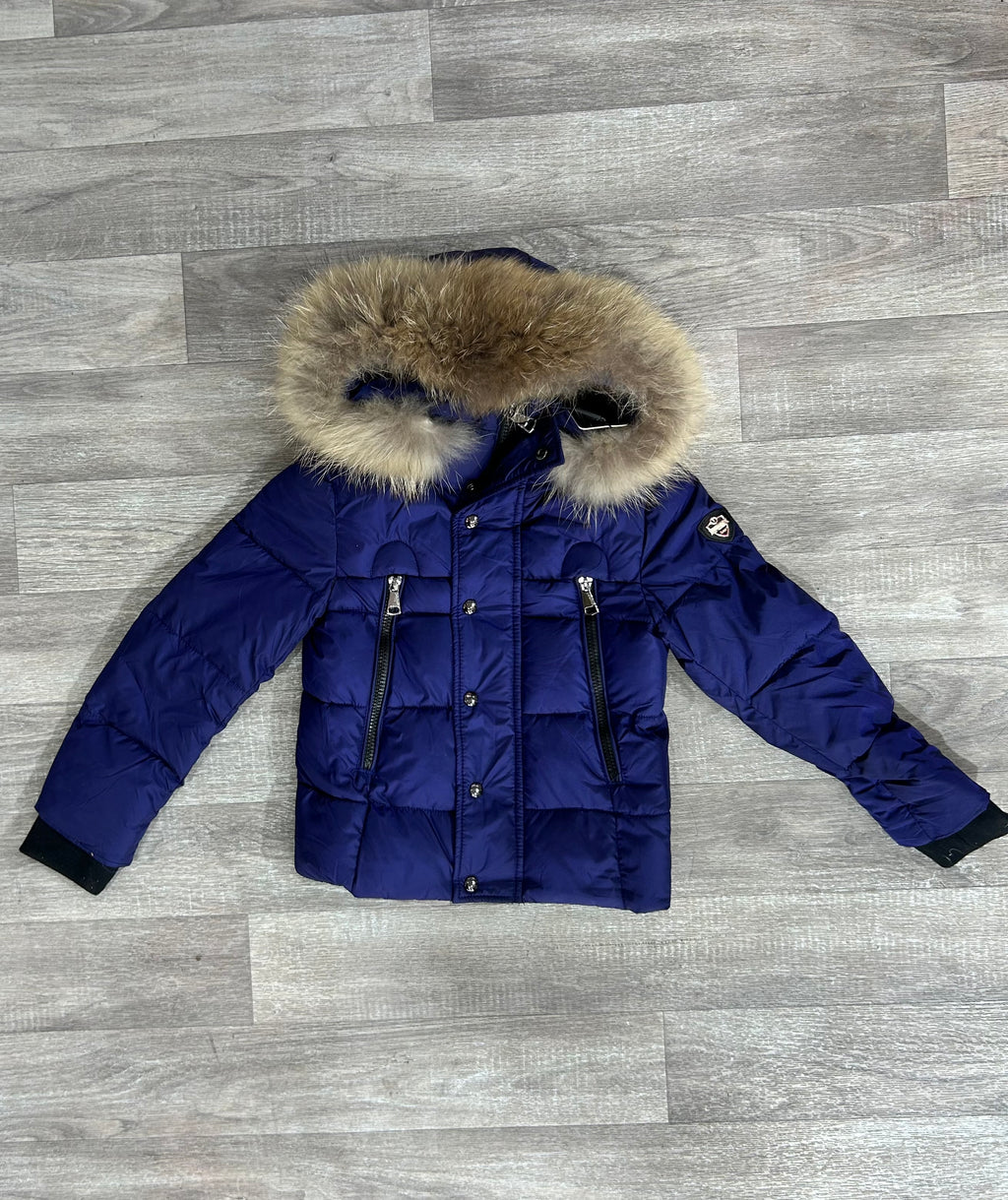 Children boy or girl Luxury short Puffer Coat Paris in Navy