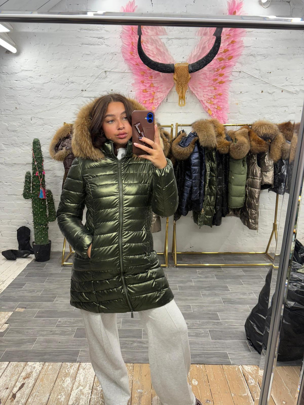 Laura Jane Paris luxury Puffer Coat ‘ Val d’isere ‘  Long Green