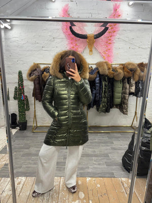 Laura Jane Paris luxury Puffer Coat ‘ Val d’isere ‘  Long Green