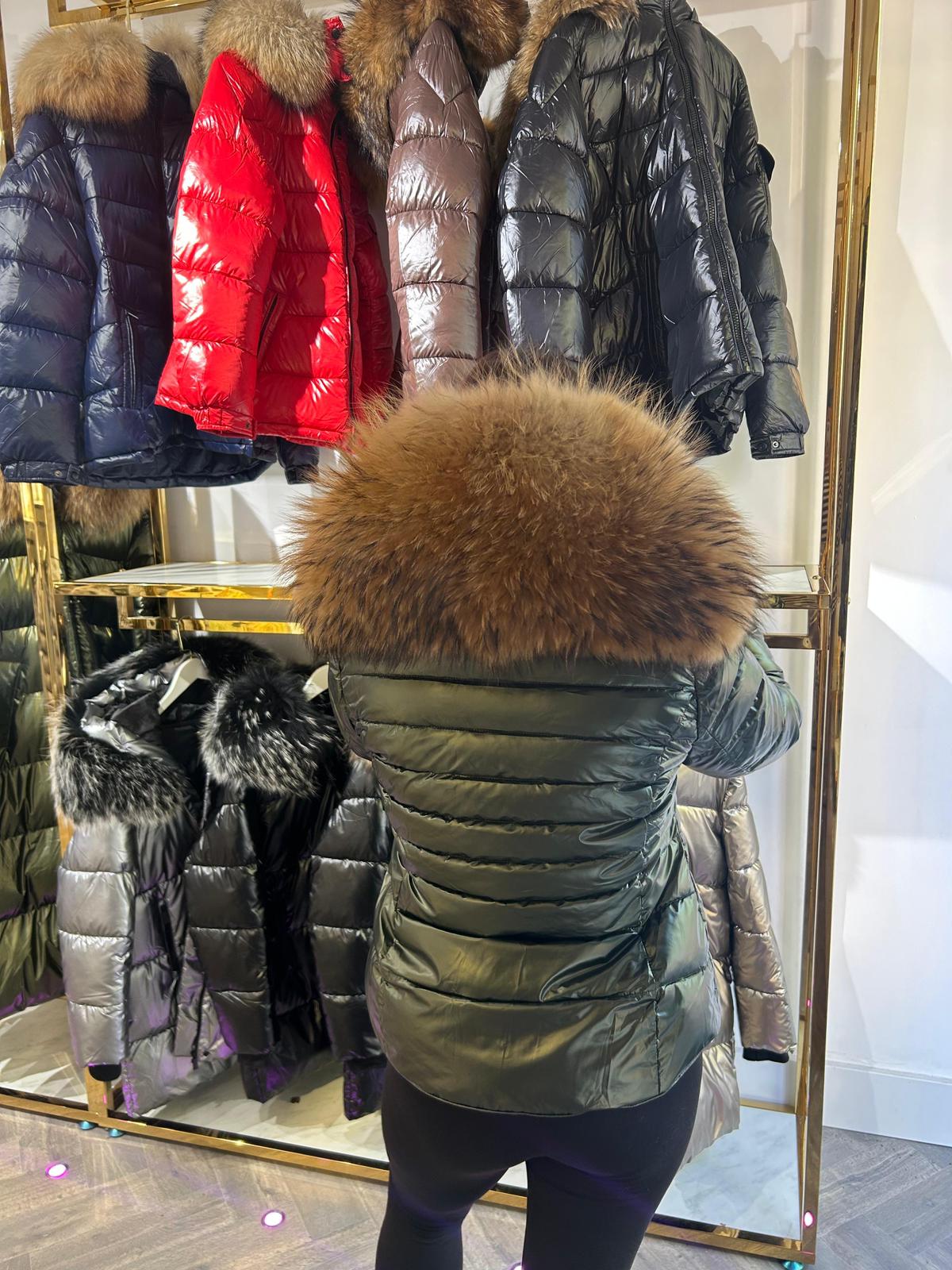 Laura Jane Paris luxury Puffer Coat ‘ Val d’isere ‘  Short green