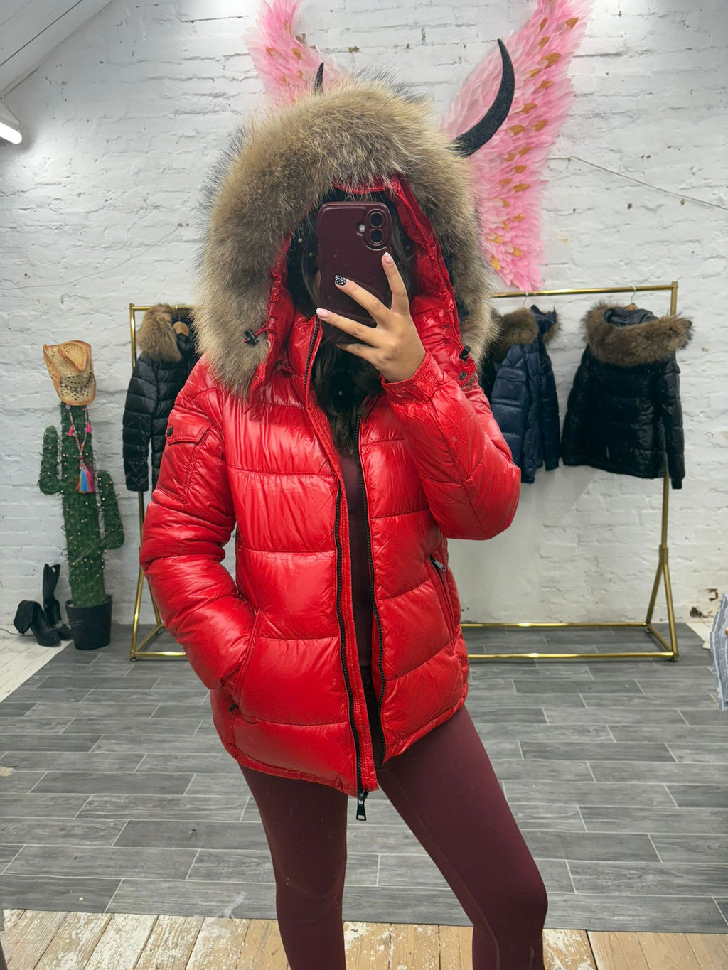 Laura Jane Paris luxury Puffer Coat ‘ St-Moritz ‘  Short Red